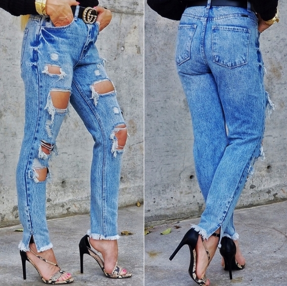 Blue Distressed Jeans Casual Wears Jeans - Picture 2 of 4